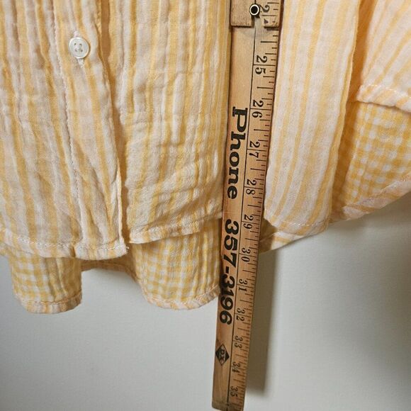EUC TIME AND TRU YELLOW WHITE STRIPED COTTON BUTTON DOWN LONGSLEEVE SHIRT XL WMN - Picture 11 of 13